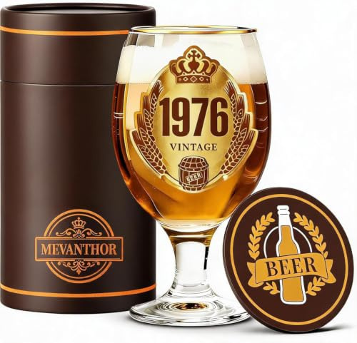 Regalo 50 Anni Uomo, Personalizzato Bicchiere Birra 1976 Compleanno, 400ml