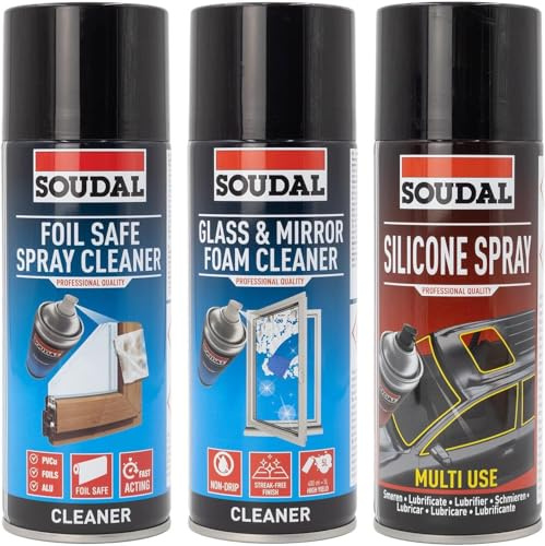 uPVC Window & Door Cleaning Kit – Frame Cleaner, Glass & Mirror Cleaner & Silicone Spray, Complete 3 in 1 Maintenance Kit for uPVC Frames, Windows & Doors