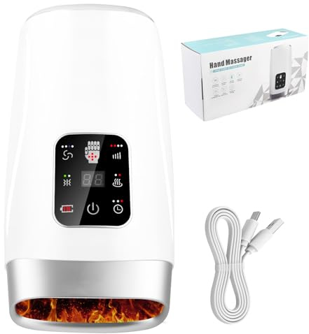 Elektrisches Handmassagegerät mit Wärme & Akku für Arthrose | Kabelloses Handmassagegerät (1,4kg) mit Touchscreen, 3 Modi, 4 Stärken & 2 Heizstufen. Lindert gezielt Arthrose-Schmerzen.