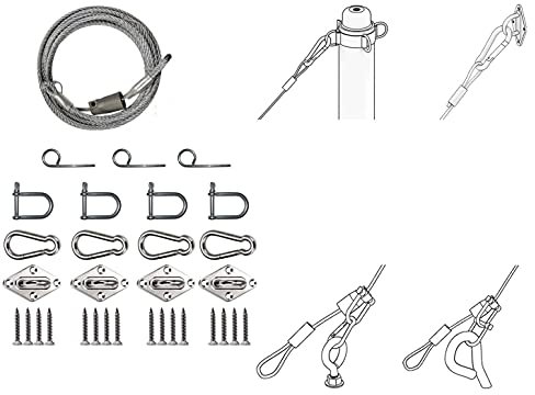 Patio 6ft One-Way Wire Lock Wire Cable and Sail Kits for Rectangle&Square Sun Shade Sail Pole Stand Post Heavy-Duty Awning Canopy Support Poles