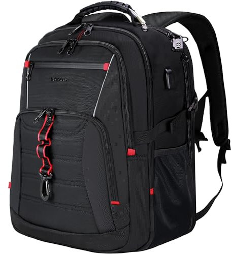 KROSER Laptop Rucksack Herren für 18.4 Zoll Laptop, Reiserucksack Multifunktion Wasserdicht XXX-Großer für Arbeit/Business Schwarz