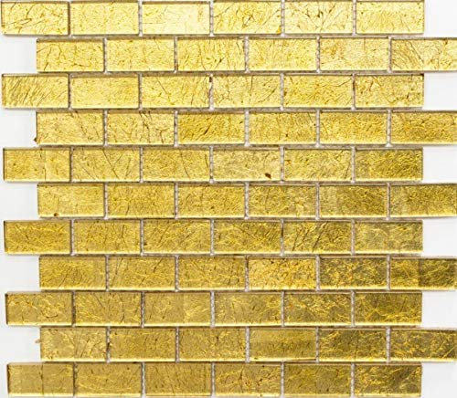 Glasmosaik gold Mosaikfliese Struktur Fliesenspiegel Küche Duschwand MOS120-0784