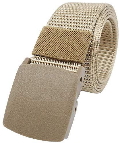 YEHMAN Verstellbarer Nylon-Canvas-Militärriemengurt mit 130 cm nickelfreiem Anti-Allergie-Kunststoff-Schnallen Gold