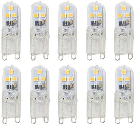 K JINGKELAI G9 LED Light Bulb Dimmable 1W(10W Halogen Equivalent) Warm White 3000K LED Corn Lights for Home Lighting Chandelier Wall Sconces,6LED 2835SMD,10 Pack