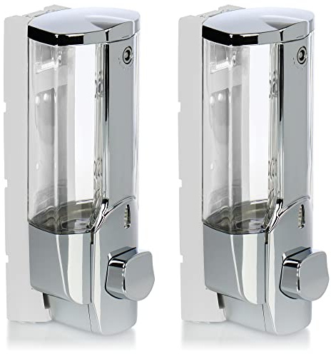 COM-FOUR® 2x tvåldispenser för väggmontering, väggmonterad tvåldispenser | påfyllningsbar - tvåldispenser för duschgel och schampo