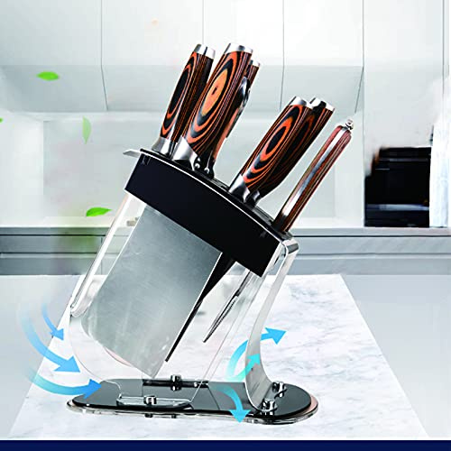 Shulily Organisateur de Blocs de Couteau, Acrylique Transparent Acrylique en Acier Inoxydable Support de Porte-Couteaux inclinés de Style inséré de Couteau