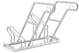 Anlehnparker 2602 XBF | Fahrradständer einseitig | für 2 extra breite Fahrräder | erweiterbar | Abwechselnde Hoch-/Tiefeinstellung | mit Anlehnbügel | Fahrradparker Bodenparker Mehrfachständer
