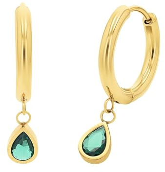 AMOR - Damen Ohrringe Edelstahl - Gold - mit Zirkonia Stein - Creole