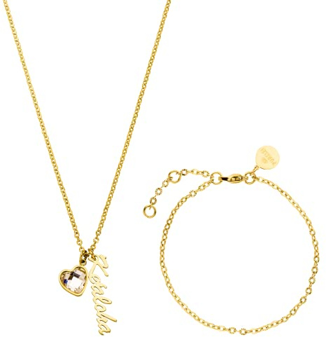 Purelei Ke Aloha Schmuckset (Gold), Damen Schmuckset aus langlebigem Edelstahl, Wasserfeste Halskette und Armband mit Herzcharm