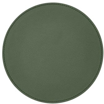 Eglooh - Apollo - Mauspad Rund aus echtem Leder Grün cm 23x23 - Mousepad für Schreibtisch und Büro, handwerkliche Nähte und Rutschfester Boden - Made in Italy