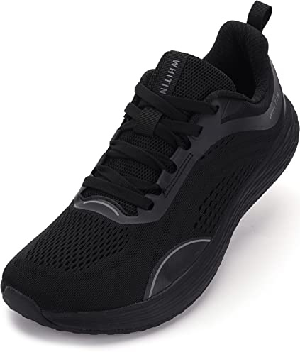 WHITIN Mens Zero Drop Wide Toe Box Road Running Shoes Size 11 Lightweight Sports Workout Comfortable Width Tennis Athletics Outdoor Mesh Male Black 45