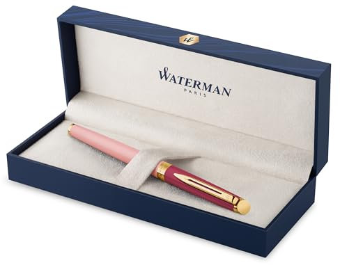 Waterman Hémisphère Tintenroller | Metall und rosa Lackierung mit gold Zierteilen | feine Spitze | schwarze Tinte | Geschenkbox