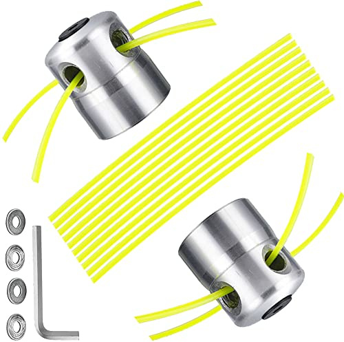 Junhui Cabezal Desbrozadora Universal 2 Piezas, Accesorios de Cortacésped Cabezal Hilo de Aluminio Universal con 10 Líneas de Nylon Reemplazo para Desbrozadora de Césped