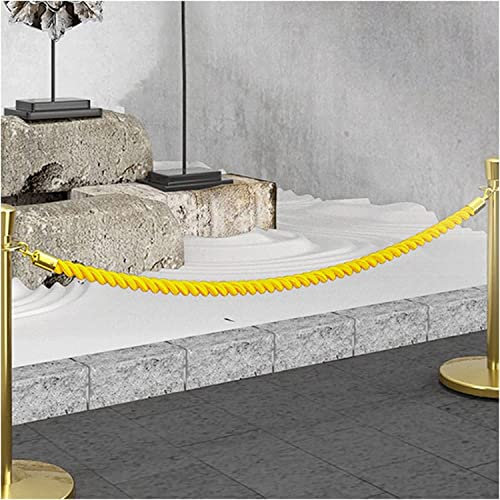 OKUOKA Corde de barrière en Chanvre Corde de Chanvre de Garde - Corps en Nylon, 32mm VIP Pilier Corde pour Les Crochets chromés, Clôture de Corde de contrôle de Foule Jaune (Color : 2 Pack, Size : 1