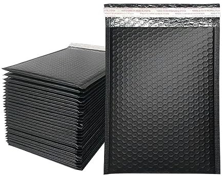 50 Stück Versandtaschen aus Poly-Luftpolsterfolie, gepolstert, für den Versand, Geschenkverpackung, selbstklebende Tasche, Luftpolsterpolsterung, Luftpolsterfolie, 18 x 23 cm, Schwarz