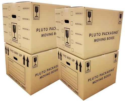 Printed 53cm x 53cm x 42cm Removal Cardboard House Removal Shipping Boxes Pack Of 10 With Checklist & Carry Handles