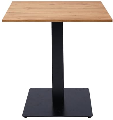 Liberoshopping Tavolo da bar quadrato con base centrale in metallo e piano laminato resistente – ideale per locali, ristoranti, pub, uso interno o esterni coperti (Gamba Antracite, Rovere, 70x70)