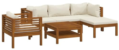Willood Garten Lounge Set mit Auflage Terrasse Balkonmöbel 2X Eckteil + Mittelteil + Sessel + Fußstütze + Tisch