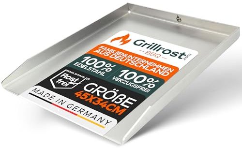 Grillrost.com Das Original Edelstahl Grillplatte - Plancha 45 x 30cm - für Napoleon Freestyle und Rogue 365, 425, 525 - ohne Heckbrenner