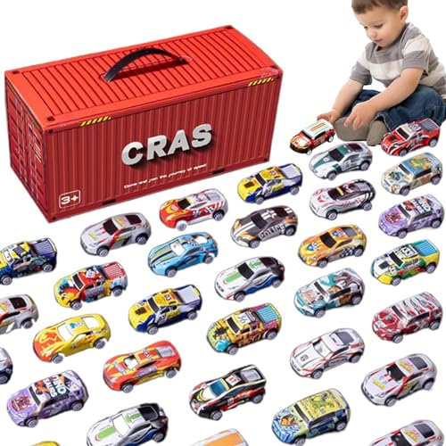 Box Cars Spielset, Aufbewahrungsbox Auto Partygeschenke,Rennfahrzeuge für Kinder - 48 Stück -Spielzeugautos für Kinder, Rennfahrzeuge für Kleinkinder, Container-Aufbewahrungsbox für Kinder und Kle