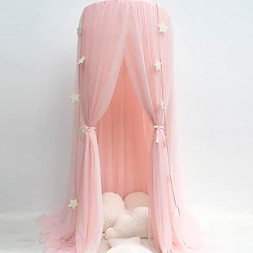 BLSYHDH Eleganter Kinderbetthimmel, Home Mesh Bed Skeeter-Netz für Mädchen, Atmungsaktive Runde Bettvorhänge, Kuppel-Prinzessin-Bett-Fliegennetz für Kinderbetthimmel für Twin-Full- und(Rosa)