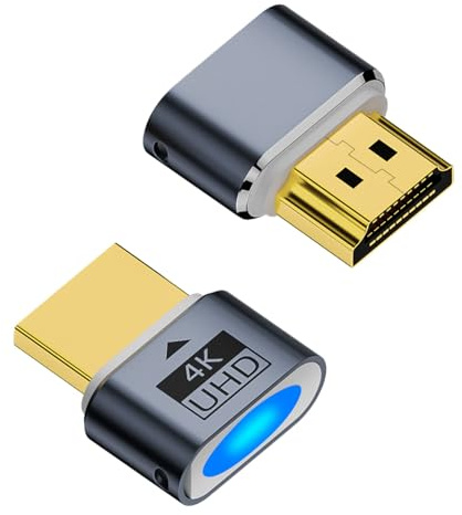 QIANRENON - Adaptadores HDMI sin cabeza para pantalla ficticia (1080P 2K 4K @60Hz UHD EDID, con luz LED, para ordenador de sobremesa remoto, sistemas sin cabeza