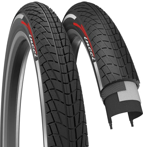 Fincci Fahrradreifen 20 x 1.75 Zoll – Paar Reflektierende BMX-Reifen 20 Zoll | 27 TPI Faltbare Fahrradmantel 47-406 für Kinder, Jugendliche und Erwachsene für BMX-, Straßen-, City- E-Bikes – 2er Pack