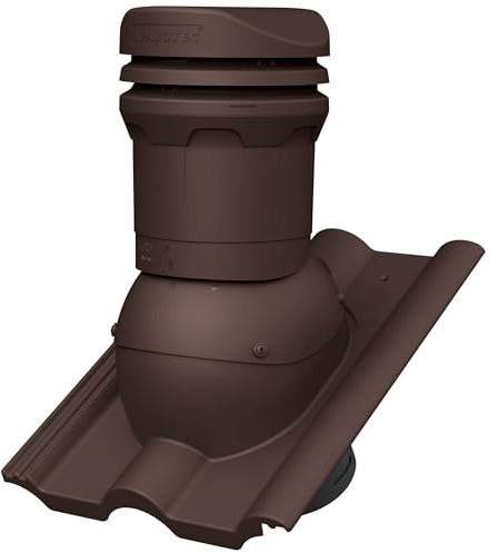Chimenea baja de 325 mm DN125 (125 mm) para BMI Cobert – Frankfurter, Benders – Mecklenburger – Teja doble romana – Pasacables para ventilación de techo – RAL 8017 – Marrón