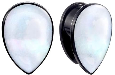 Tolldek 2pcs 16mm Ohring Tunnel, Träne Tunnel Dehnstab, Edelstahl Schwarz Weiß Ohrringe Rock für Frauen Piercing Schmuck