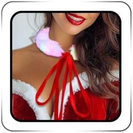 Ushiny Weihnachten Leuchtende Choker Halsketten rote LED Halskette Accessoires wachsendes Festival Kostüm Outfit aus Samt für Frauen