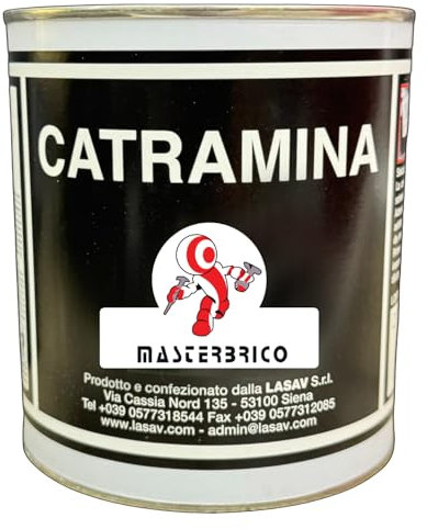MASTERBRICO Catramina Liquida Impermeabilizzante 750 gr Protezione per Legno, Pali e Superfici Esterne - Catramina per Legno e Fondazioni, Tetti, Auto, Cemento - Pronta all’Uso Colore Nero