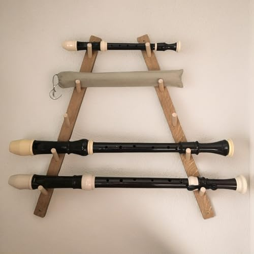 DAUCHVNY Flöten-Wandhalterungsständer, Holz Flötenständer für lange und kurze Flöten, Display und Aufbewahrungsständer für Flöten, Wandmontierter Musikinstrumentenständer für alle Flöten (Flöte nicht