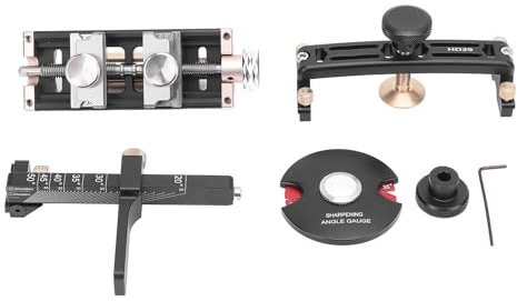 Aluminum Alloy Honing Guide Tool, Chisel Sharpener Versatile Angle Adjustment Chisel Sharpening Jig Three Position Eccentric Roller and Reversible Jaw Multiple Grinding Angles
