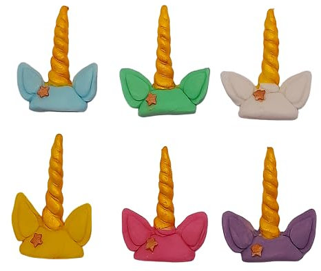 6 Piece Unicorn Edible Fondant Cupcake/Cake Topper Decoration