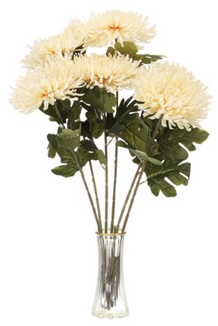 sourcing map 6pcs Artificial Chrysanthemum Flowers Faux Chrysanthemum Flowers Bouquet Fake Mum Flower for Home Garden Wedding Party Decoration, Light Yellow