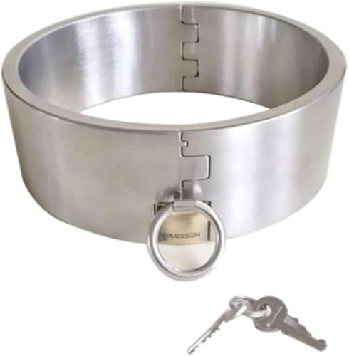 Tplkxurib 5cm Hoch Edelstahl Sex Halsbänder/Halsband Abschließbar Schwer Halsbänder Metall Neck Kragen Halsreif Halsfessel Fetisch Erwachsene Bondage Slave Spielzeuge für Männer Frauen,Silber,13.5cm