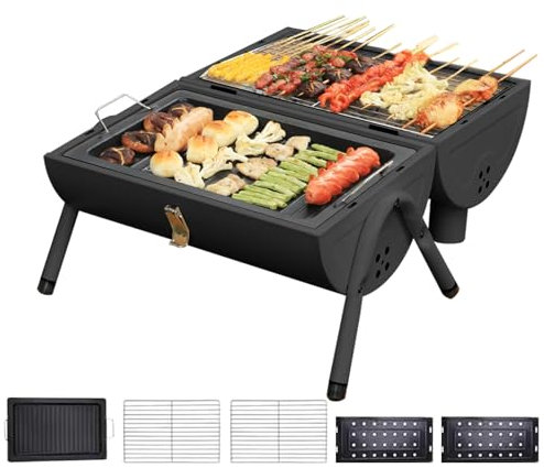 Parrilla Ahumadora de Barril | Barbacoa Ahumador Para Jardín | Barbacoa de Barril Ligera y Ventilada para Terraza, Jardín, Balcón, Camping, Patio y Picnic