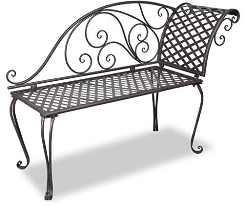 KLYEON Garten-Chaiselongue 128 cm Stahl Antik Braun Gartenmöbel