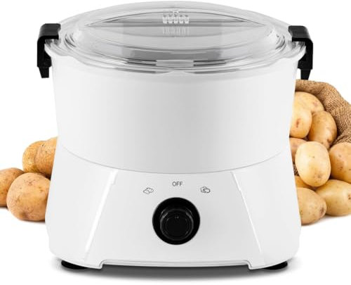 Vexorium Éplucheuse de Pommes de Terre Électrique P09 avec Lame et Panier – Capacité 0,8KG, Essoreuse à Légumes pour Éplucher et Enlever l'Excès d'eau