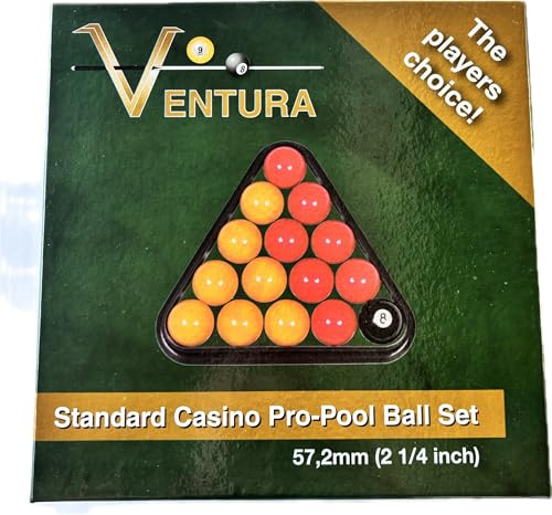Générique Boules de Billard Pro Pool, 57,2 mm, Set de 16 Pièces, Rouge et Jaune, Standard Casino
