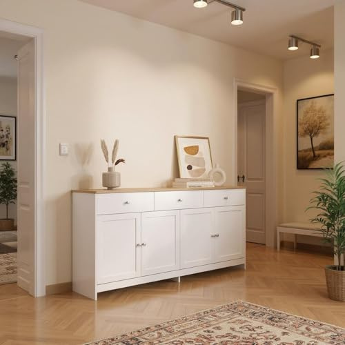 FurnitureR Eleganter weißer Garderobenschrank mit MDF-Material, modernes Design, großzügiger Stauraum