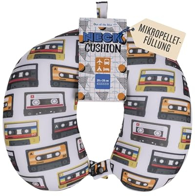Out of the blue Nackenkissen mit Micropellet-Füllung - kompaktes Nackenhörnchen mit Banderole zum Aufhängen - praktische Maße 30x30 cm - ergonomisches Reisekissen für Flugzeug & Bahn - Kasetten