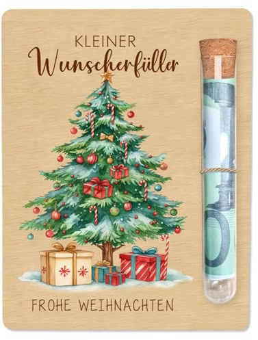 Weihnachten Geldgeschenk Holz 13 x 10 cm, Lustige Weihnachtsgeschenke, Originelle Geldgeschenke Verpackung Weihnachten mit Reagenzglas, Weihnachtengeschenke für Frauen Männer Freunde Familie