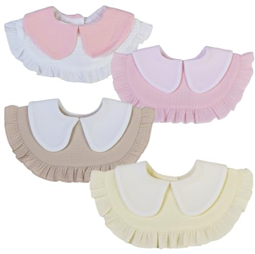 Kaiyzo 4 Stück Unisex Baby Musselin Halstuch Bandana Lätzchen, Weiches Baumwolle Sabberlätzchen für Jungen und Mädchen, 360 Grad Drehbar, Ideal Zum Füttern, Sabbern und Als Musselintücher