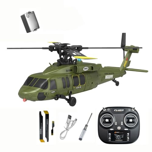 NULA K2000 UH-60 RC Hubschrauber Für Black-Hawk, 2.4GHz 6CH Brushless Militär Helikopter Mit 6-Achsen Gyroskop & Höhenhaltefunktio Optischer Fluss & One-Key 3D Inverted Flight – RTF