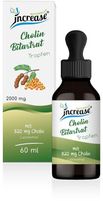 Gouttes de choline liposomale bitartrate hautement dosées – (60 000 mg par paquet) 2000 mg par dose journalière dont 820 mg d'huile de choline -MCT – Haute biodisponibilité