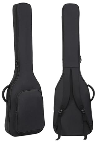 GIJMZY Gitarrväska tjock väggig gitarrväska, 15 mm bomullstoppning, ripstop-bas-ryggsäck, axelväska, bärväska, design med nackkudde, Baspåse 1 del, En Storlek, En stil
