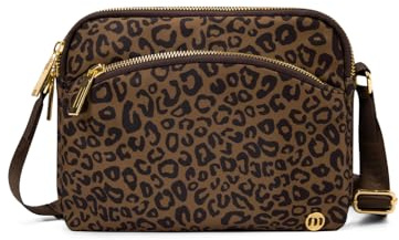 AOTM Umhängetasche Damen, Leichte Crossbag Damen, Mehrere Taschen, Wasserdichte Crossbody Bag mit Verstellbarem Gurt, Schultertasche für Reisen, Schule, Arbeit (Goldgelbes leoparden)