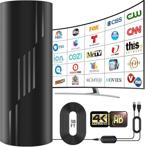3500+ Miles Range TV Antenna,2026 Strongest Digital TV Antenna Indoor Outdoor with Amplifier, 360°Reception HDTV Antenna for Local Channels for Smart and Old TVs-36ft Coax Cable-Support 8K 4K 1080p