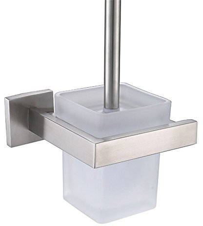 CASEWIND Wand WC Eckig Toilettenbürstenhalter, Klobürstenhalter Wandmontage, Gebürstet Edelstahl Toiletten Set Badaccessoires, die gebohrt Werden müssen